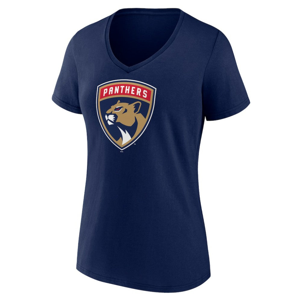 Florida Panthers Women's Primary Logo V-Neck T-Shirt - Navy | US 2487521
