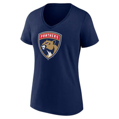 Florida Panthers Women's Primary Logo V-Neck T-Shirt - Navy | US 2487521