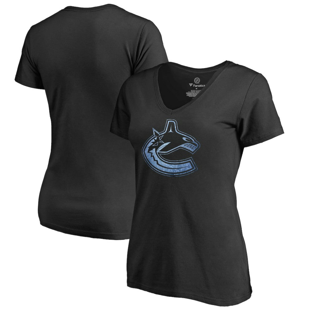 Vancouver Canucks Women's Pond Hockey T-Shirt - Black | US 2490572