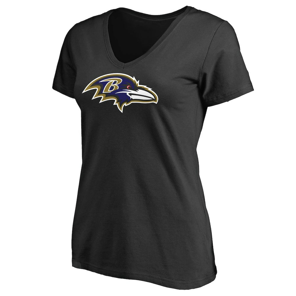 Baltimore Ravens Women's Primary Team Logo V-Neck T-Shirt - Black T-shirts