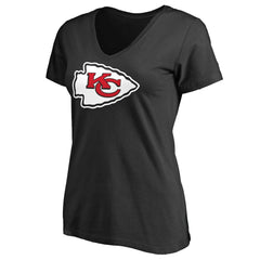 Kansas City Chiefs Women's Primary Team Logo V-Neck T-Shirt - Black T-shirts
