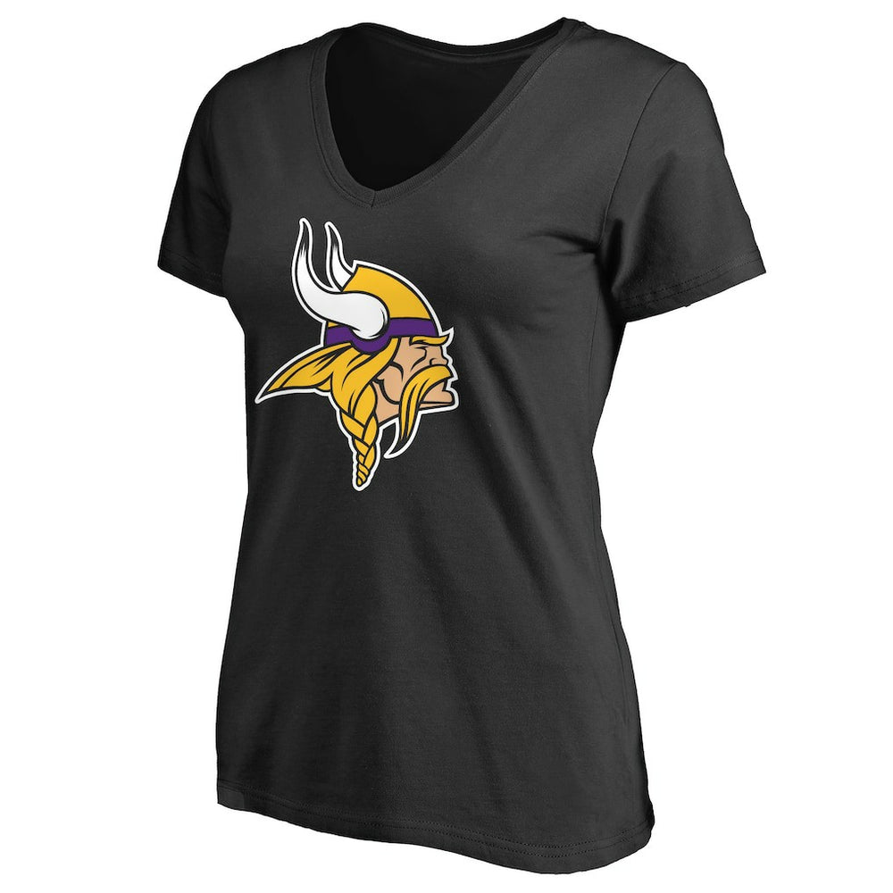 Minnesota Vikings Women's Primary Team Logo V-Neck T-Shirt - Black T-shirts