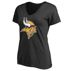 Minnesota Vikings Women's Primary Team Logo V-Neck T-Shirt - Black T-shirts