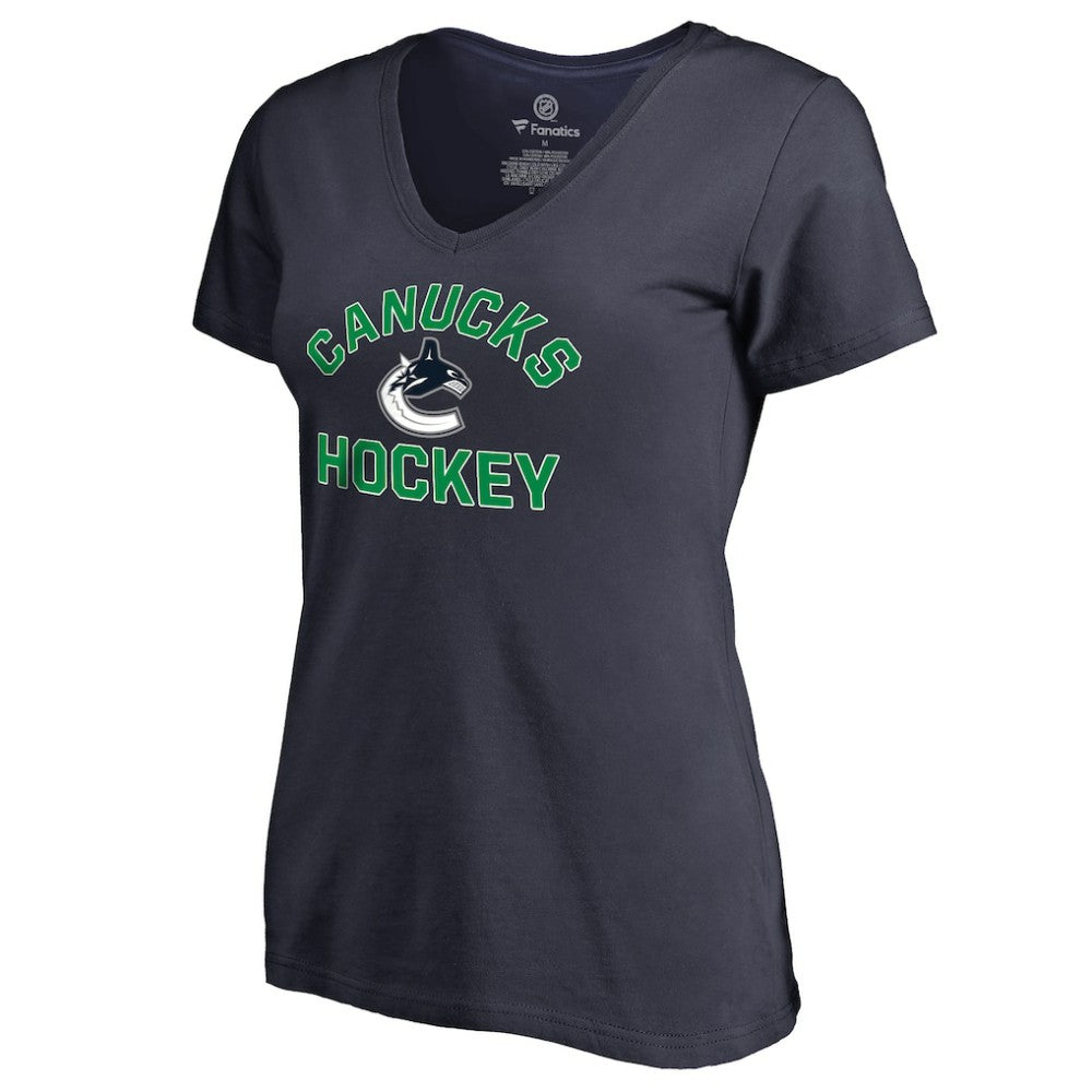 Vancouver Canucks Women's Overtime V-Neck T-Shirt - Navy | US 2515995