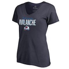 Colorado Avalanche Women's Nostalgia V-Neck T-Shirt - Navy | US 2516226