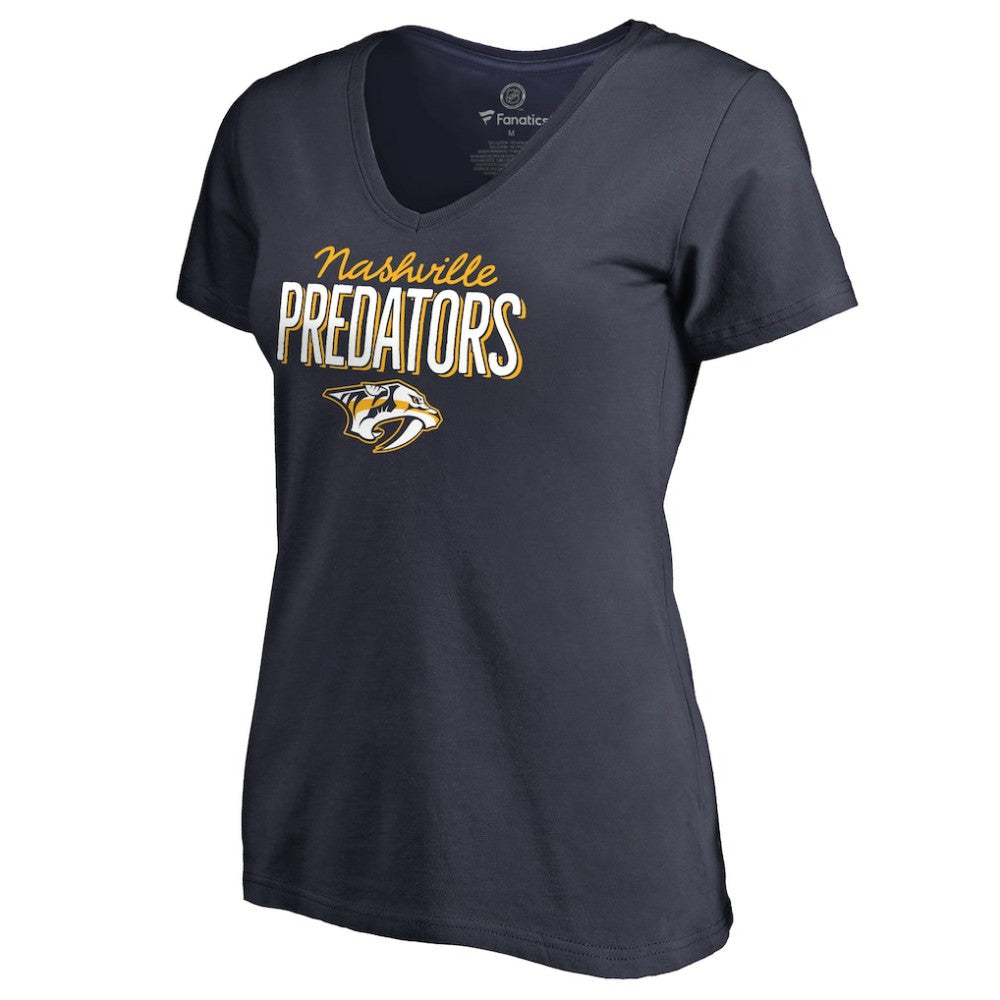 Nashville Predators Women's Nostalgia V-Neck T-Shirt - Navy | US 2516234