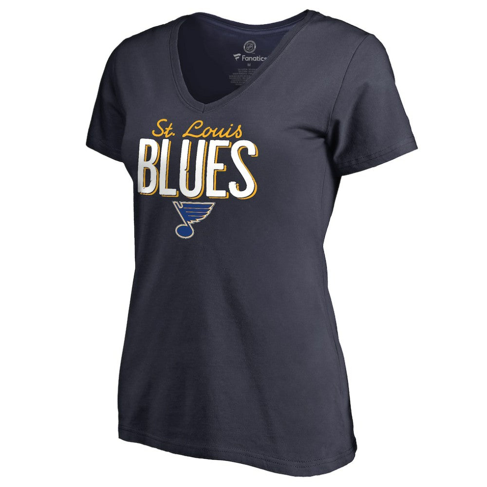 St. Louis Blues Women's Nostalgia V-Neck T-Shirt - Navy | US 2516242