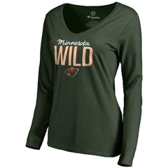 Minnesota Wild Women's Nostalgia Long Sleeve T-Shirt - Green | US 2516262
