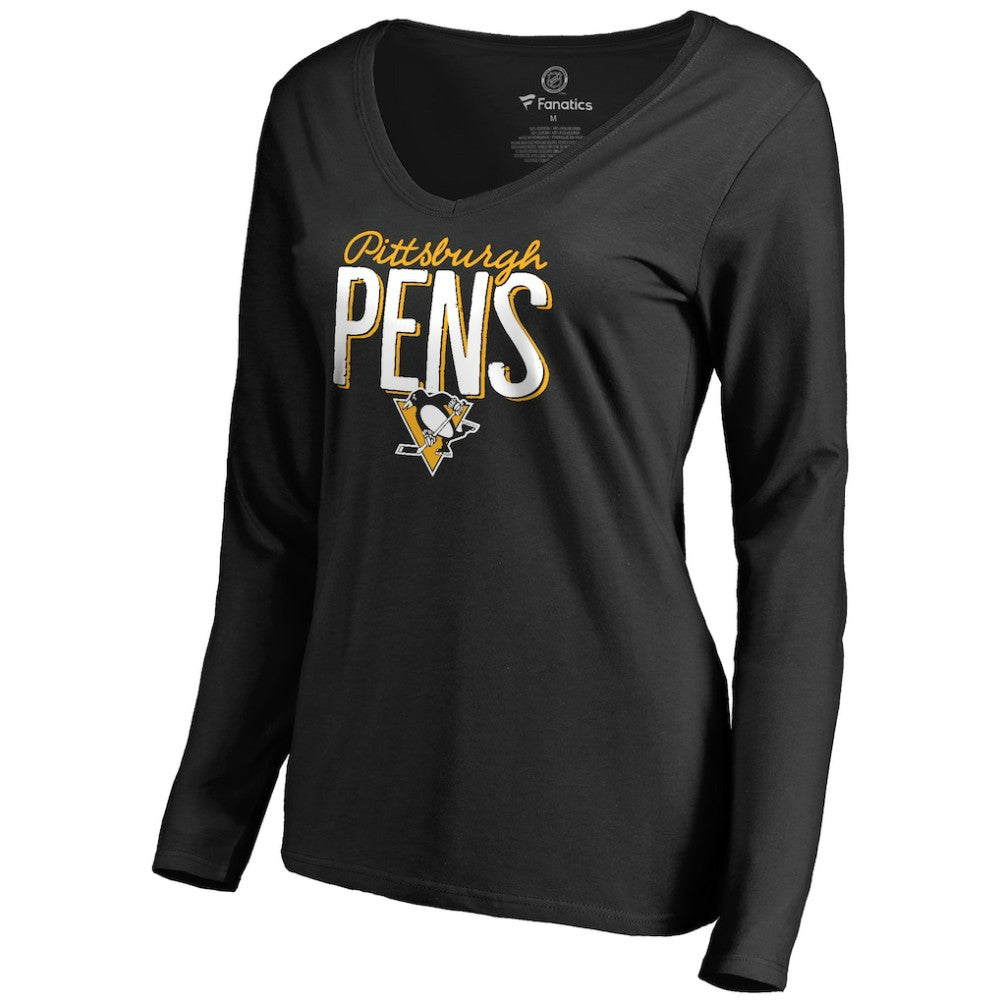 Pittsburgh Penguins Women's Nostalgia Long Sleeve T-Shirt - Black | US 2516270