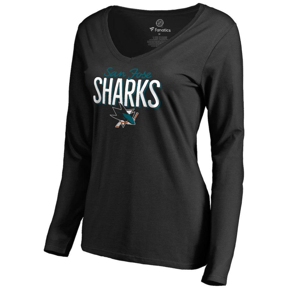 San Jose Sharks Women's Nostalgia Long Sleeve T-Shirt - Black | US 2516271