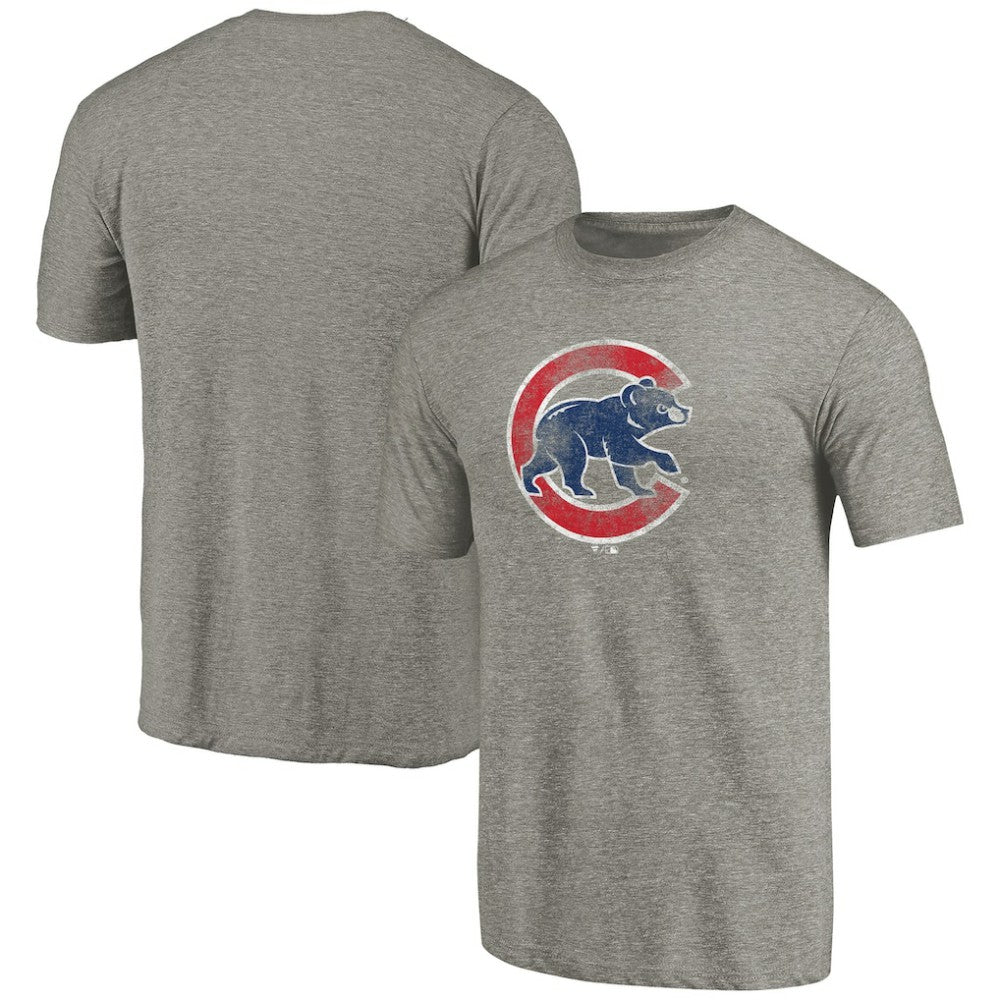 Chicago Cubs Distressed Team Tri-Blend T-Shirt - Ash T-shirts