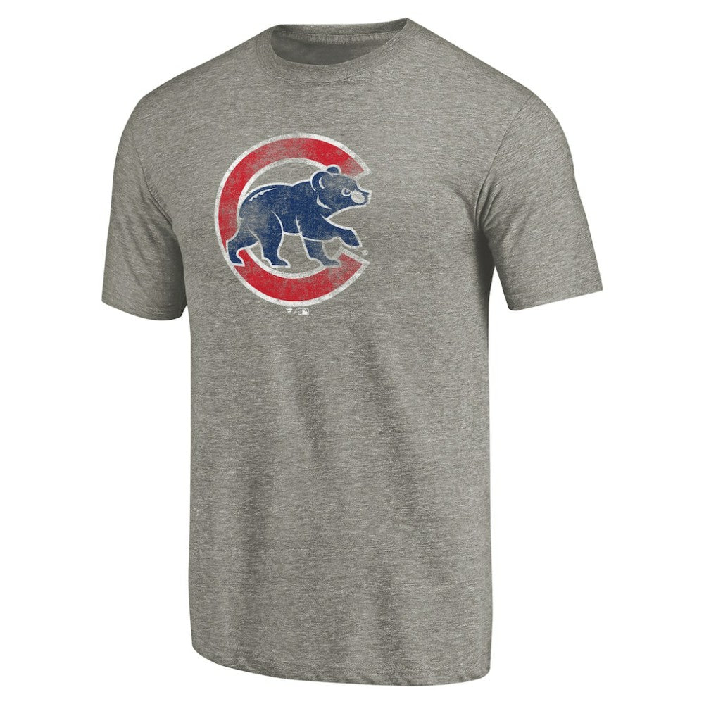 Chicago Cubs Distressed Team Tri-Blend T-Shirt - Ash T-shirts