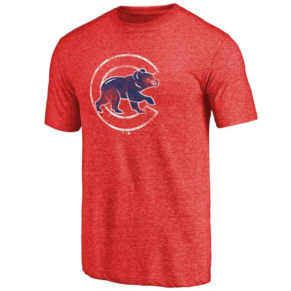 Chicago Cubs Distressed Team 2 Tri-Blend T-Shirt - Red T-shirts