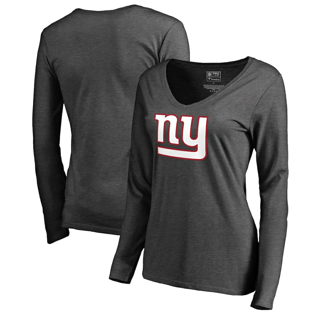 New York Giants Women's Team Logo Long Sleeve T-Shirt - Heathered Gray T-shirts