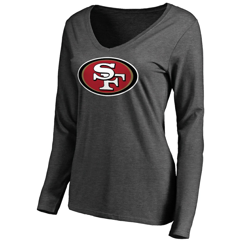 San Francisco 49ers Women's Team Logo Long Sleeve T-Shirt - Heathered Gray T-shirts