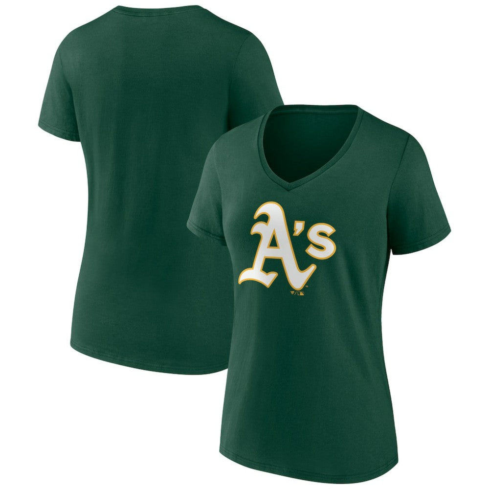 Athletics Women's Team Color Primary Logo V-Neck T-Shirt - Green T-shirts