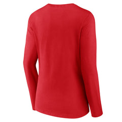 Cincinnati Reds Women's Team Color Primary Logo V-Neck Long Sleeve T-Shirt - Red T-shirts