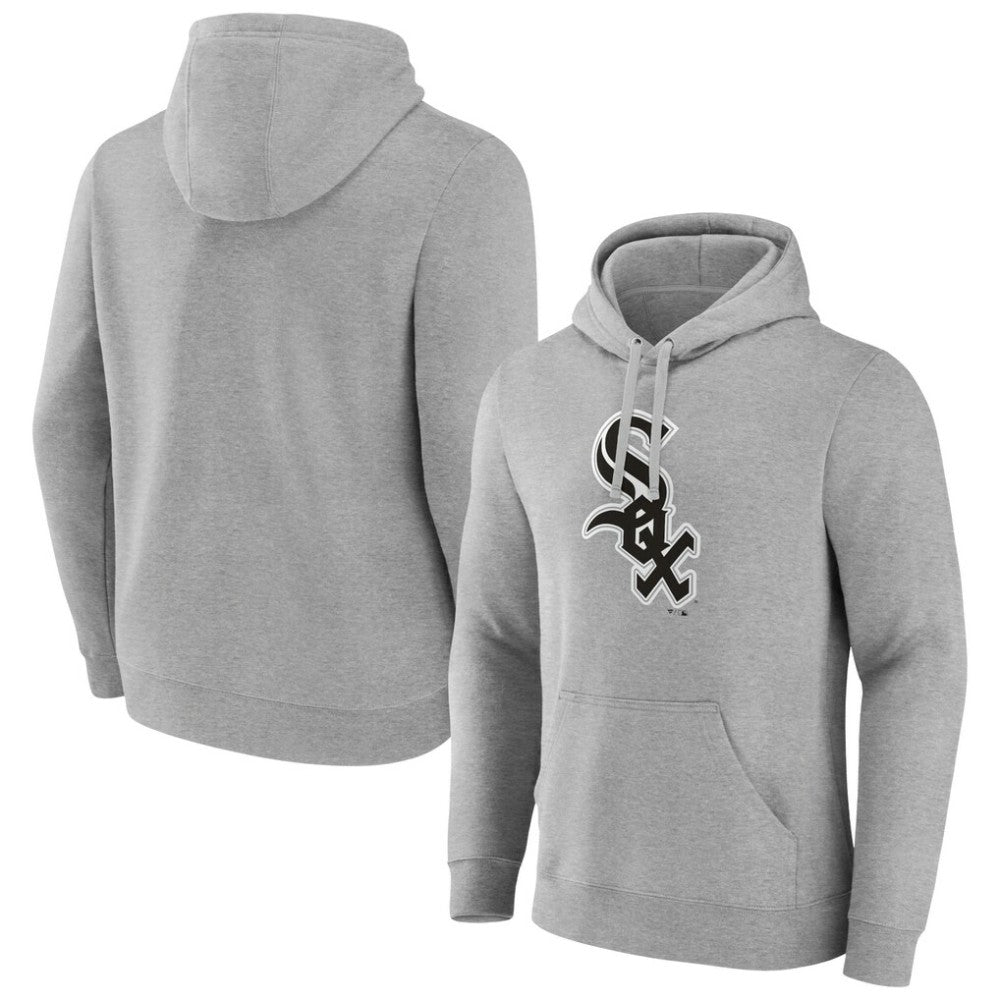 Chicago White Sox Official Logo Fitted Pullover Hoodie - Heather Gray Hoodies