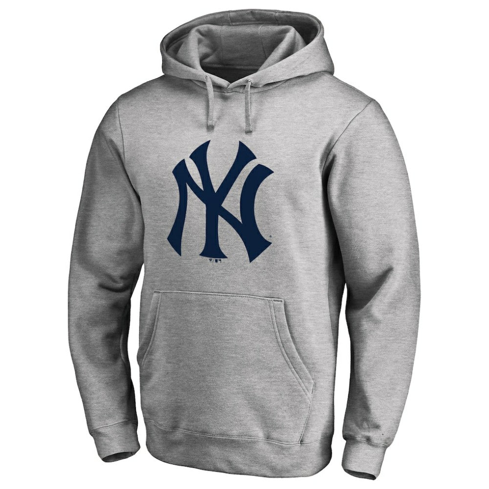 New York Yankees Secondary Color Primary Logo 2 Pullover Hoodie - Ash Hoodies