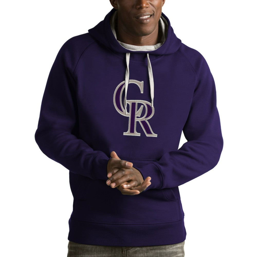 Colorado Rockies Antigua Victory Pullover Hoodie - Purple Hoodies