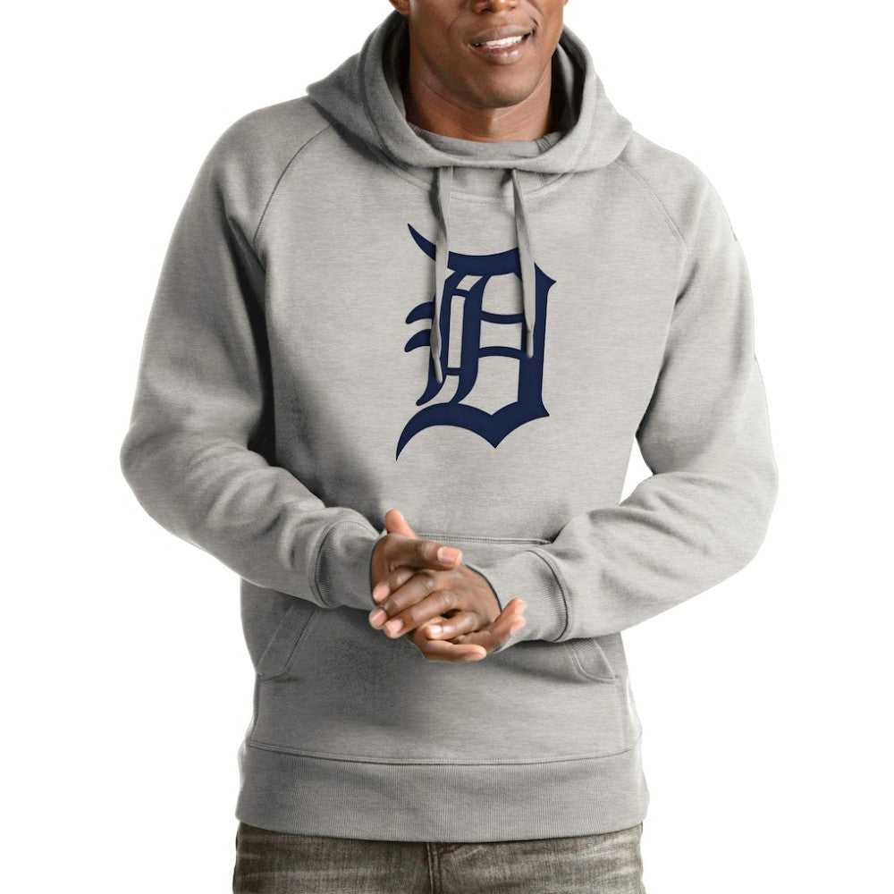 Detroit Tigers Antigua Victory Pullover Hoodie - Heathered Gray Hoodies