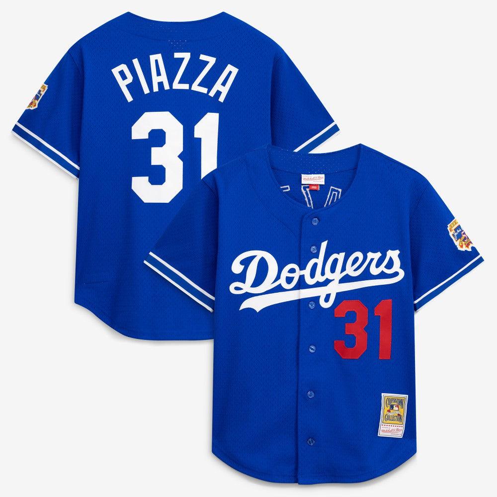 Mike Piazza Los Angeles Dodgers Mitchell & Ness Cooperstown Collection Mesh Batting Practice Button-Up Jersey - Royal Jerseys