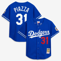 Mike Piazza Los Angeles Dodgers Mitchell & Ness Cooperstown Collection Mesh Batting Practice Button-Up Jersey - Royal Jerseys