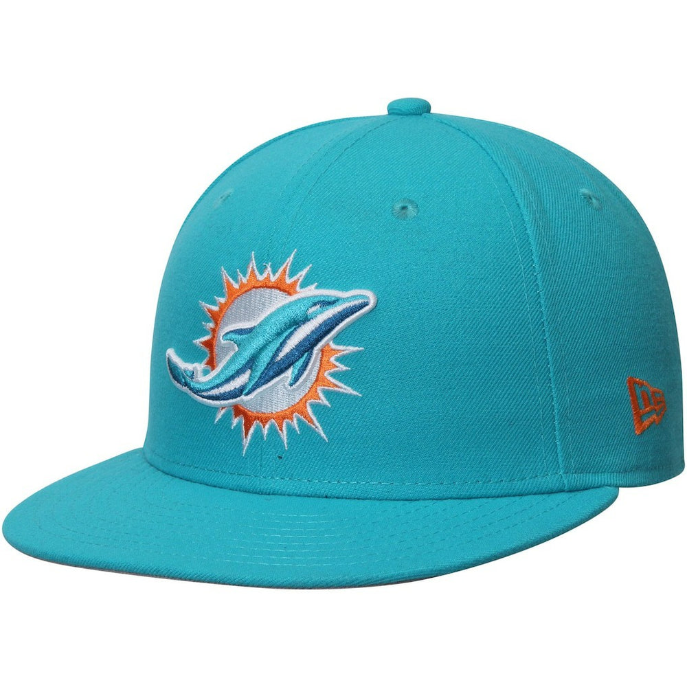 Miami Dolphins New Era Omaha 59FIFTY Fitted Hat - Aqua Hats