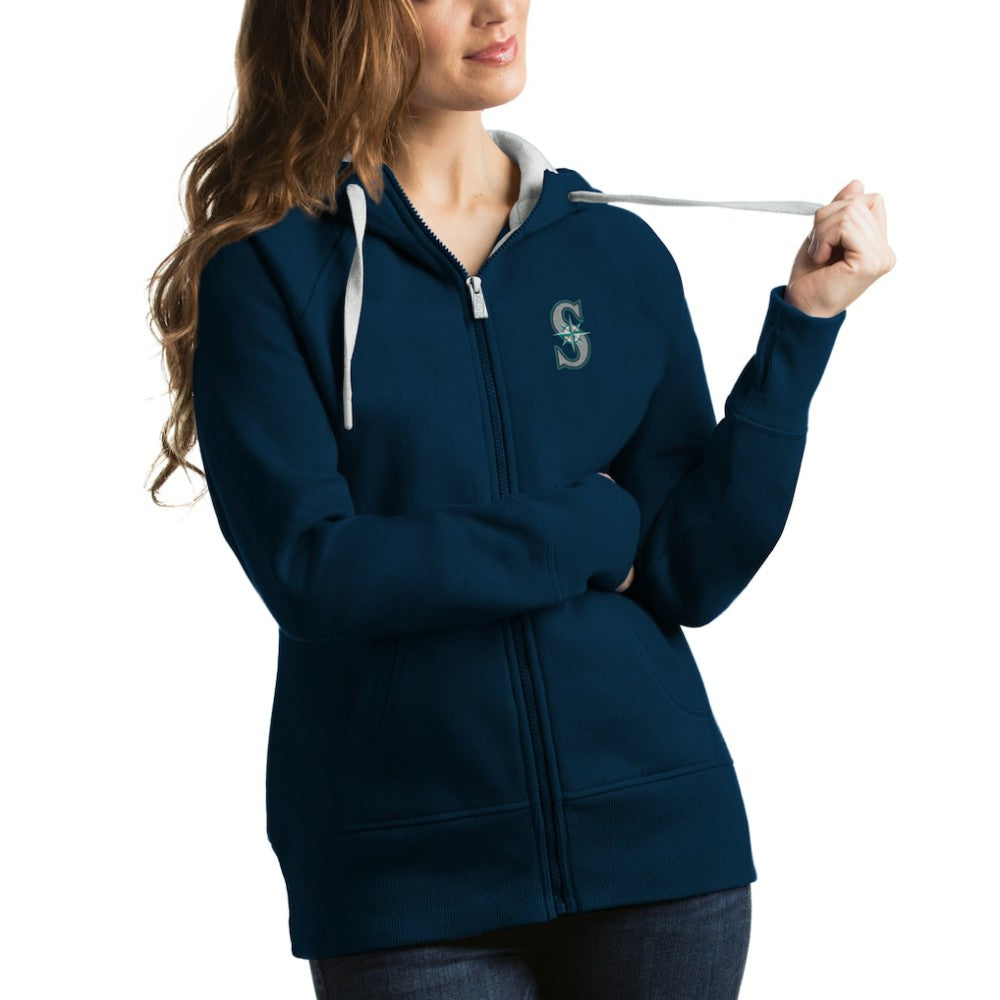 Seattle Mariners Antigua Women's Victory Full-Zip Hoodie - Navy Hoodies
