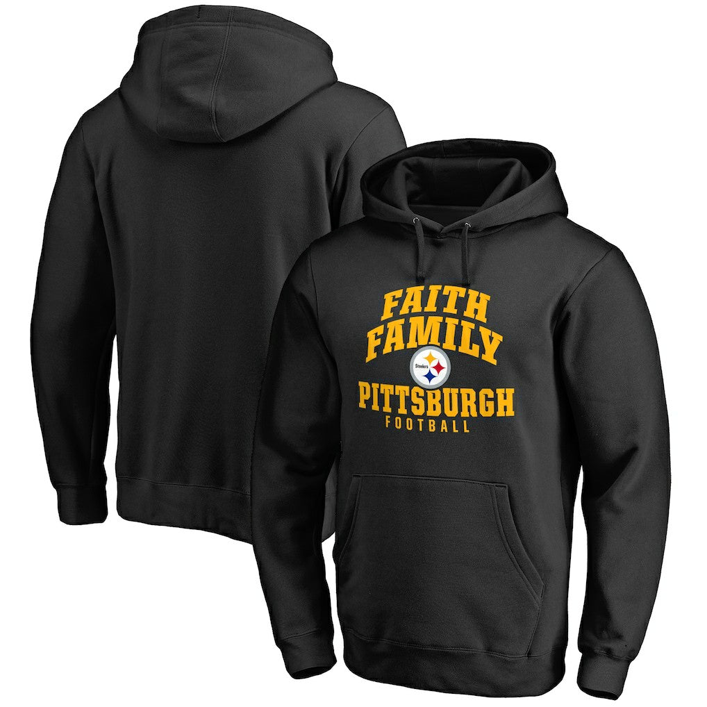 Pittsburgh Steelers Faith Family Pullover Hoodie - Black Hoodies