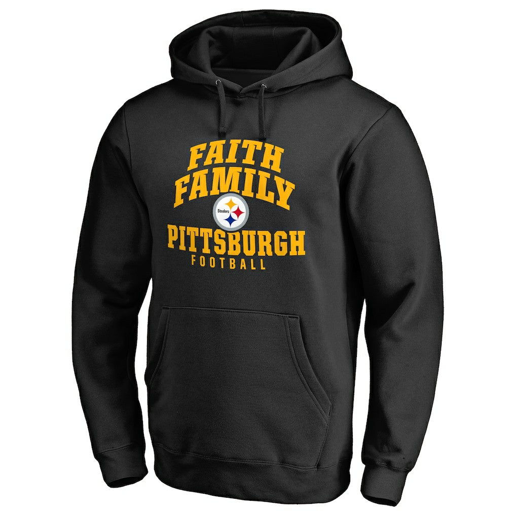 Pittsburgh Steelers Faith Family Pullover Hoodie - Black Hoodies
