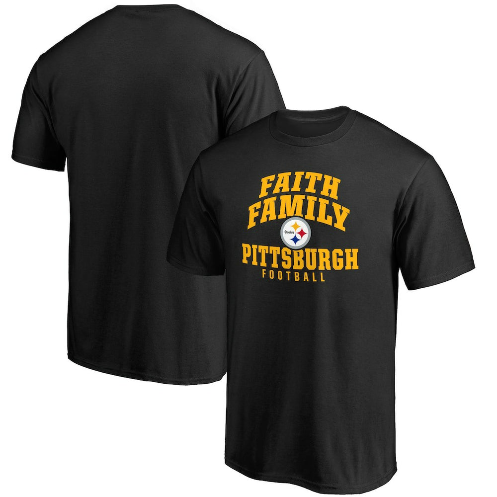 Pittsburgh Steelers Faith Family T-Shirt - Black T-shirts