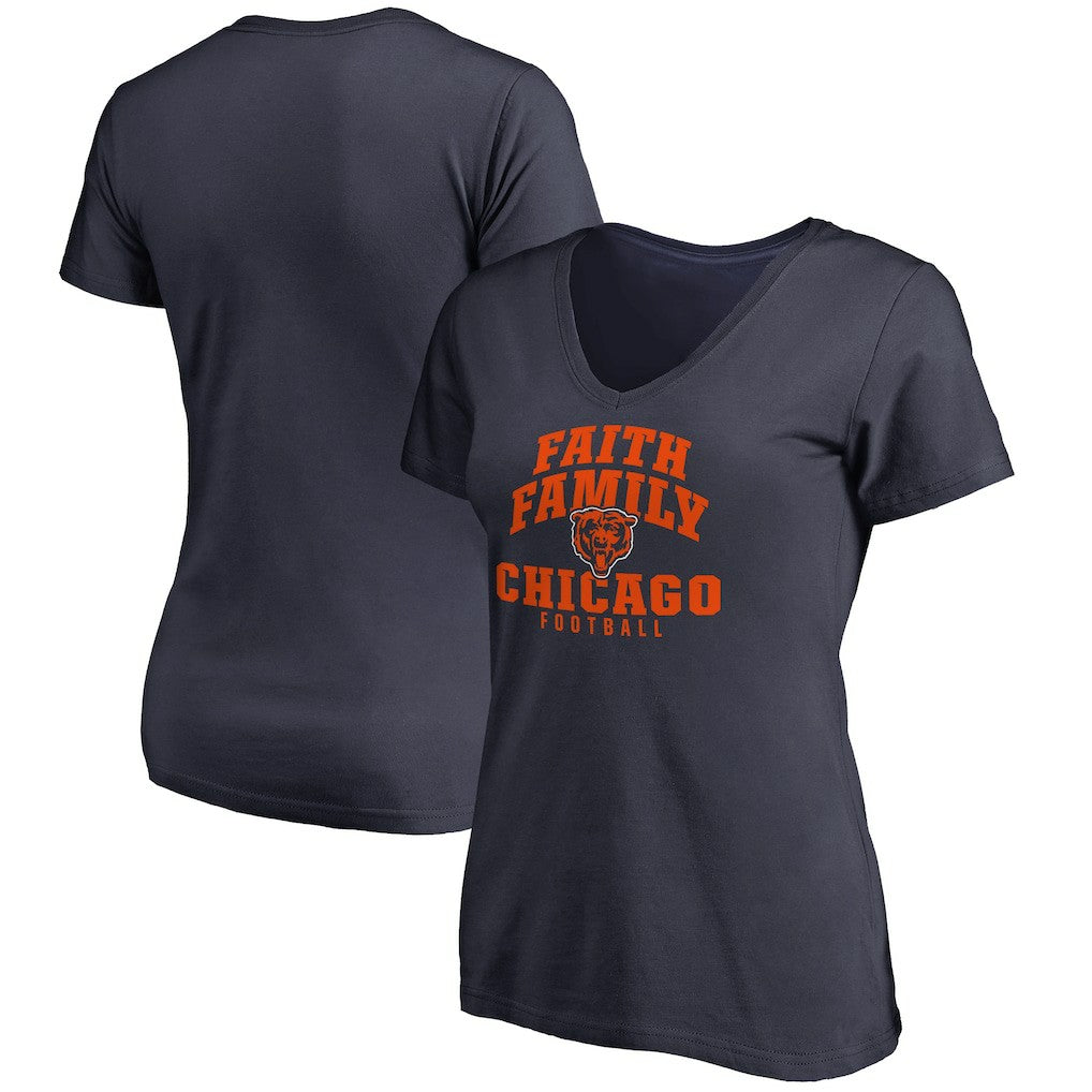 Chicago Bears Women's Faith Family T-Shirt - Navy T-shirts