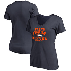 Denver Broncos Women's Faith Family V-Neck T-Shirt - Navy T-shirts