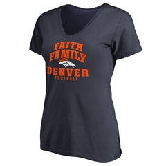 Denver Broncos Women's Faith Family V-Neck T-Shirt - Navy T-shirts