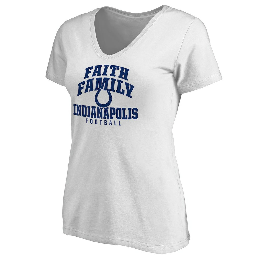 Indianapolis Colts Women's Faith Family V-Neck T-Shirt - White T-shirts