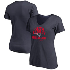 New England Patriots Women's Faith Family V-Neck T-Shirt - Navy T-shirts