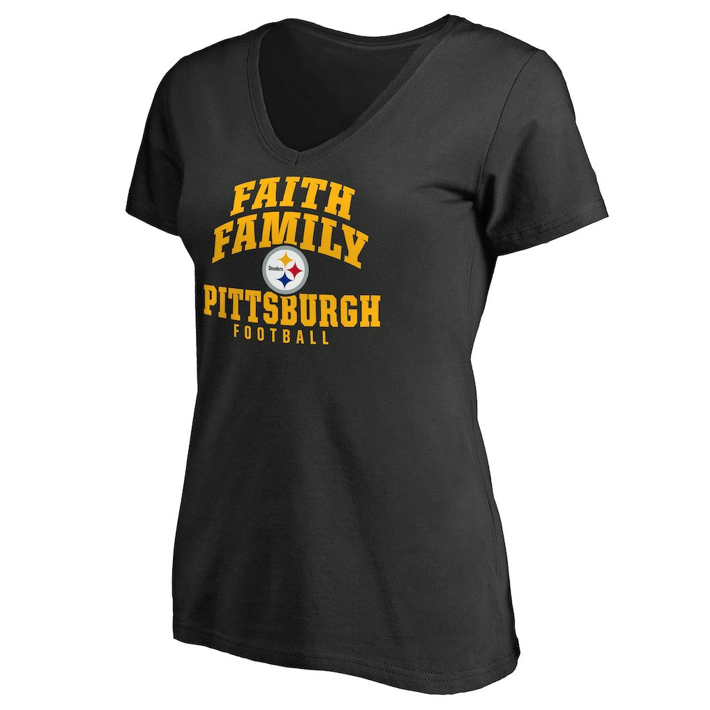 Pittsburgh Steelers Women's Faith Family T-Shirt - Black T-shirts