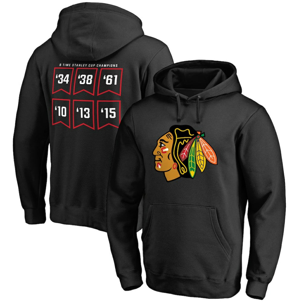 Chicago Blackhawks Raise the Banner Pullover Hoodie - Black | US 2561166