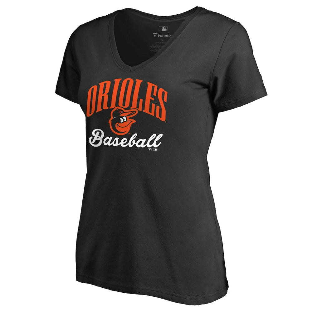 Baltimore Orioles Women's Victory Script T-Shirt - Black T-shirts