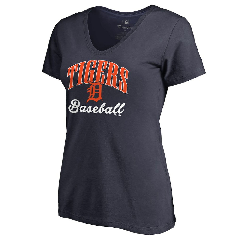 Detroit Tigers Women's Victory Script T-Shirt - Navy T-shirts