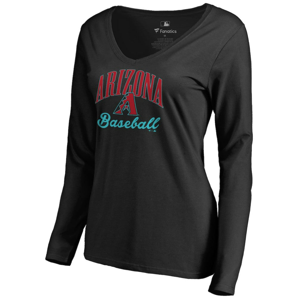 Arizona Diamondbacks Women's Victory Script Long Sleeve T-Shirt - Black T-shirts