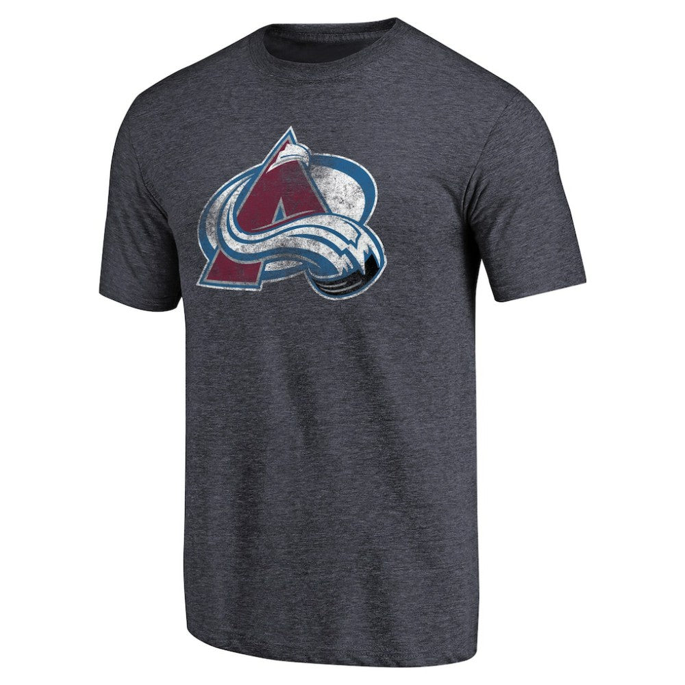 Colorado Avalanche Distressed Team Primary Logo Tri-Blend T-Shirt - Navy | US 2578574