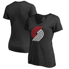 Portland Trail Blazers Women's Primary Logo V-Neck T-Shirt Black
