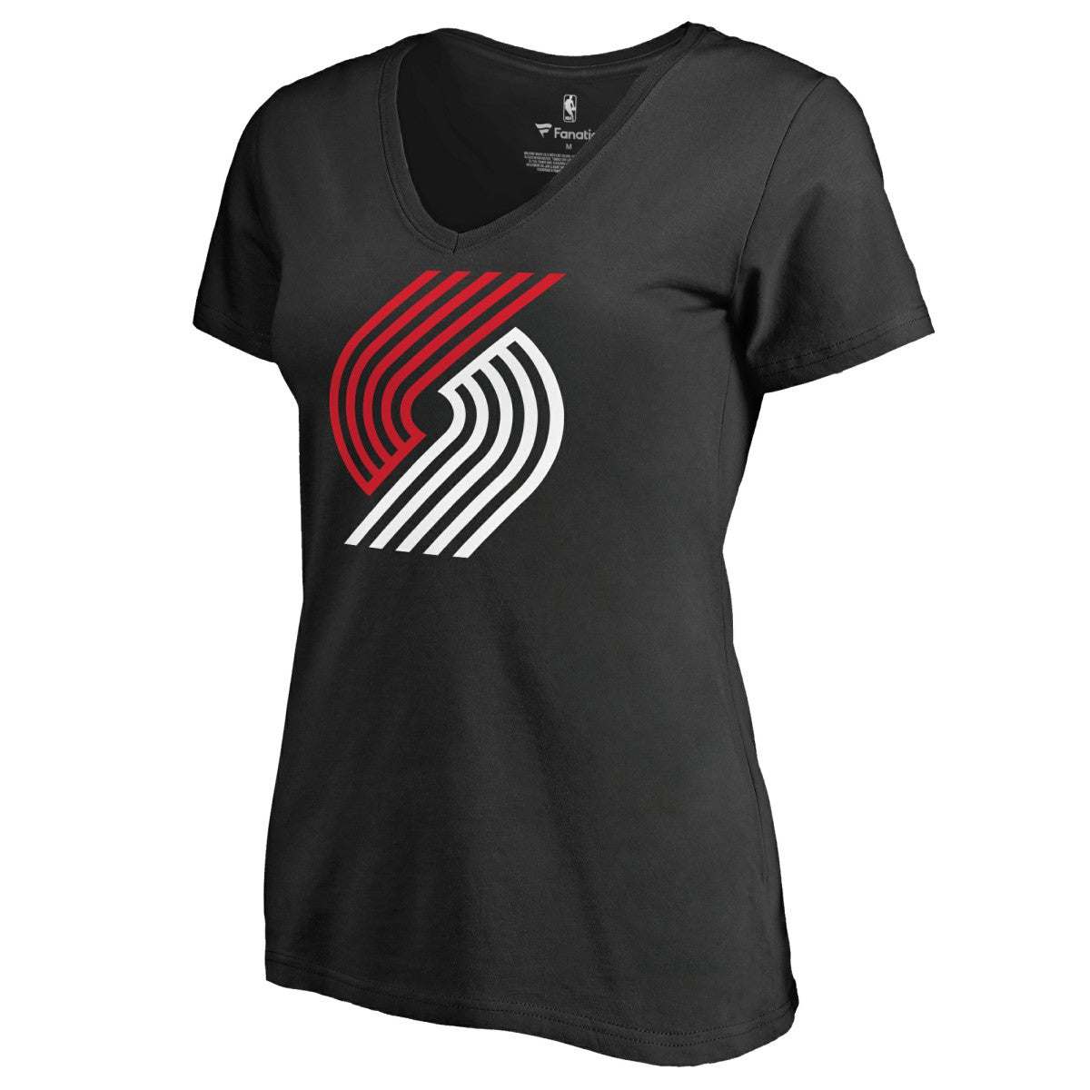 Portland Trail Blazers Women's Primary Logo V-Neck T-Shirt Black