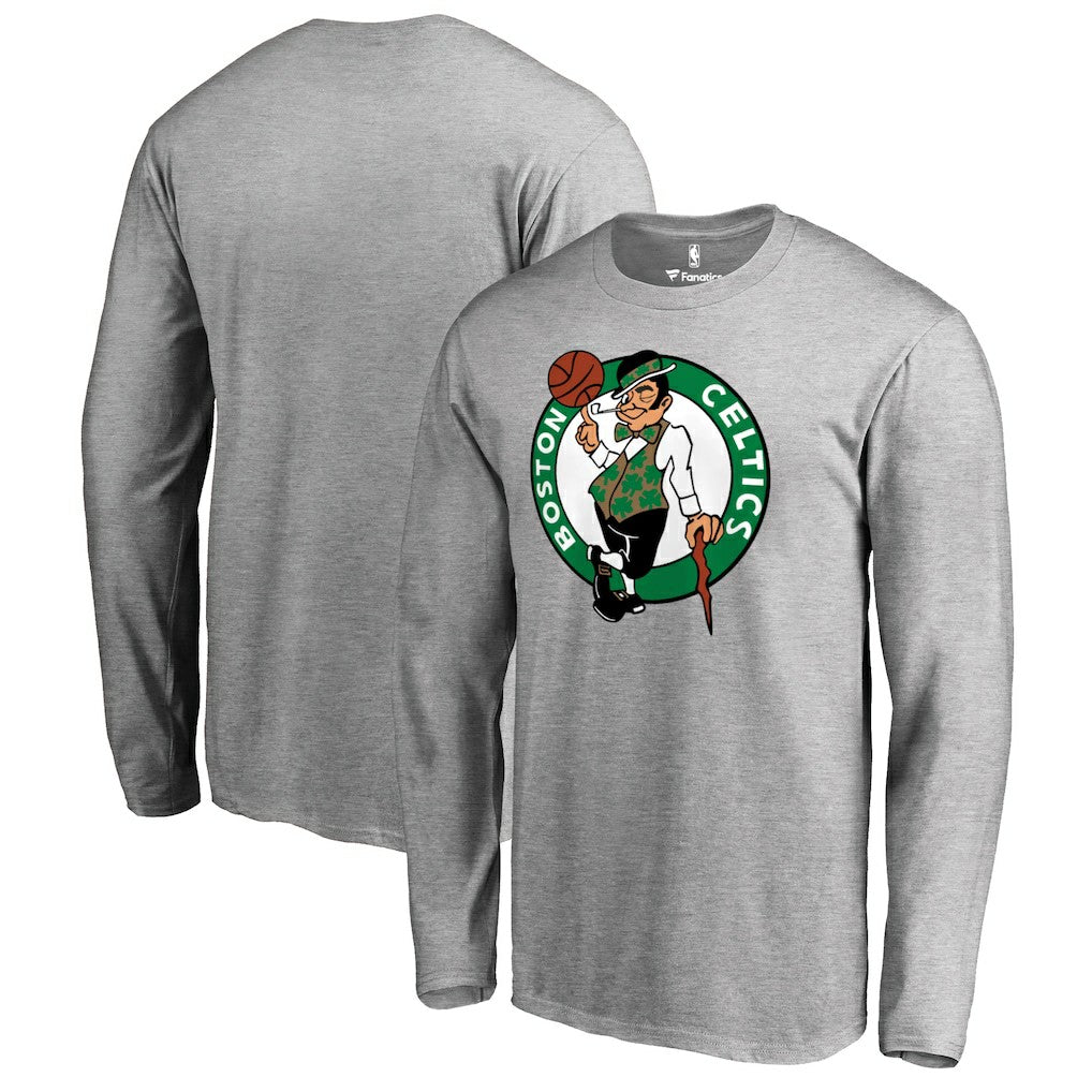 Boston Celtics Primary Logo Long Sleeve T-Shirt Heather Gray