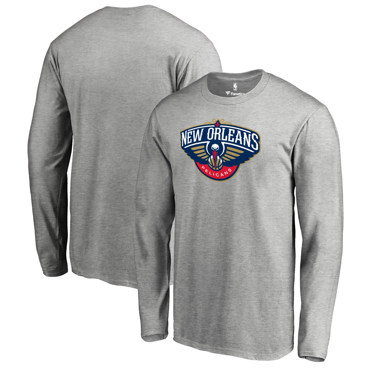 New Orleans Pelicans Primary Logo Long Sleeve T-Shirt Heather Gray