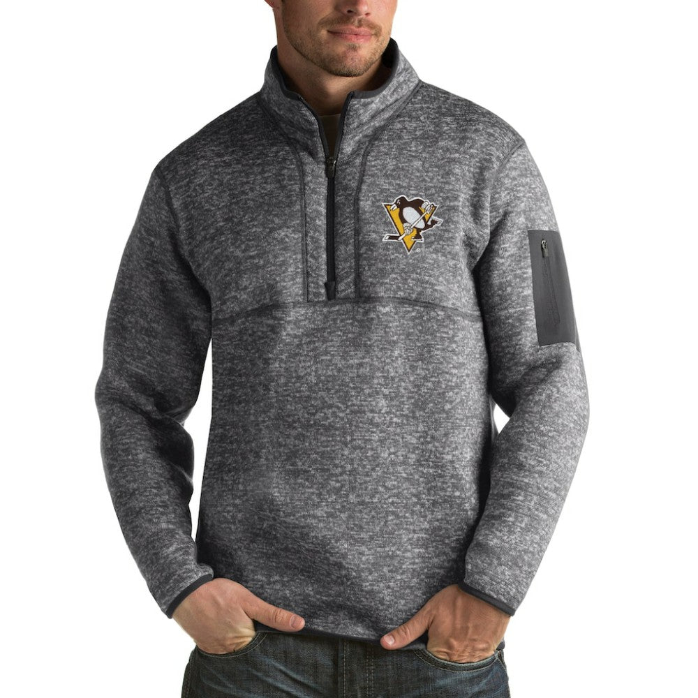 Pittsburgh Penguins Antigua Fortune 1/2-Zip Pullover Jacket - Charcoal | US 2593652