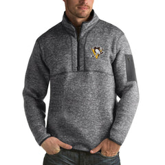 Pittsburgh Penguins Antigua Fortune 1/2-Zip Pullover Jacket - Charcoal | US 2593652