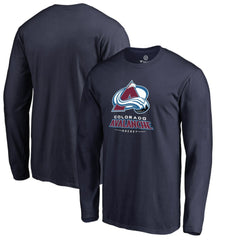 Colorado Avalanche Team Lockup Long Sleeve T-Shirt - Navy | US 2603214
